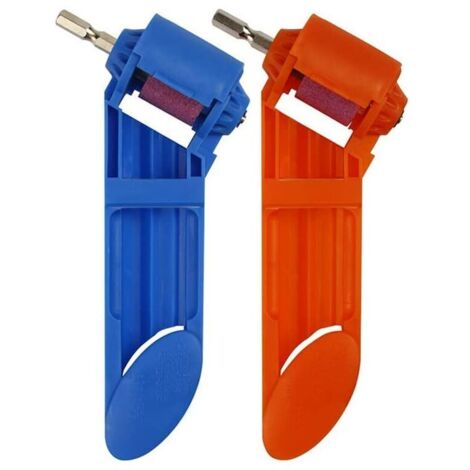 Pcs Drill Bit Sharpener, Corundum Drill Bit Sharpener, Portable Drill Bit Sharpening Tool, Made of High Quality ABS Plastic and Brown Corundum Grinding Wheel, High Hardness (Blue, Orange) (1/5)