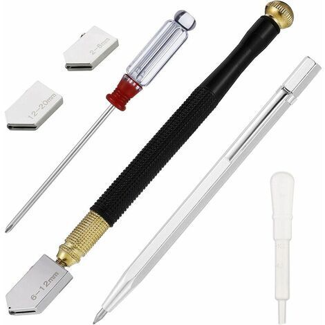 Professional Alloy Glass Cutter with 3 Blades - Oil Drop and Screwdriver 2-20mm - for Glass Tile, Mirror, Precise Cuts, Thick Glass Mosaic (1/5)