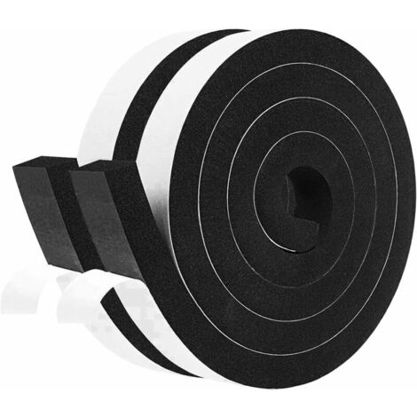 Door Window Insulation Seal, Rubber Foam Weather Stripping, Thick Self-Adhesive Sealing Strip, Shockproof, Draftproof, 25mm x 20mm x 2m, 2 Rolls - Black Foam (1/4)