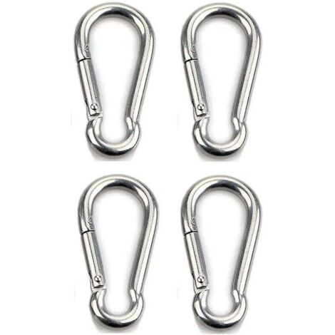 4pcs Heavy Duty Carabiner Hooks for Sports, Locking Dogs, Hammock Swing, 304 Stainless Steel, 8mm Thickness (1/4)