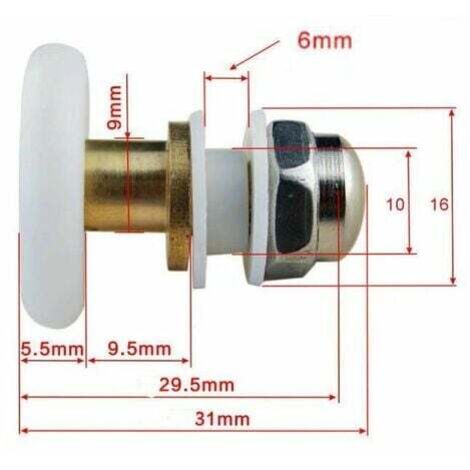 4pcs 25mm Sliding Shower Door, Eccentric Pulley for Sliding Shower Cabin Doors for Replacement Sliding Shower Glass Door Runners Rollers, White (1/5)