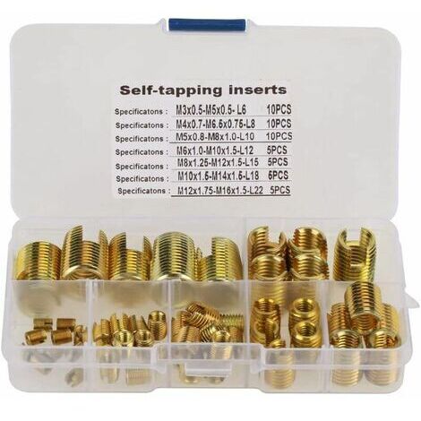 50PCS Self-tapping Thread Insert Combination Set Brass Thread Slotted Inserts Repair Threading Tool (1/5)
