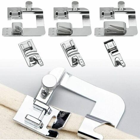 6 Pieces Sewing Machine Presser Foot Hemmer Foot Sewing 4/8 6/8 8/8in Rolled Hem Presser Foot 3/4/6mm Foot (1/5)