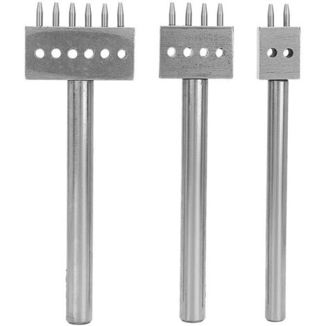 Leather Puncher, 3 Pcs High Carbon Steel Spacing Punch Tool DIY Leather Craft Hollow Punch Set Hand Tool Puncher[6 mm] Punching (1/5)