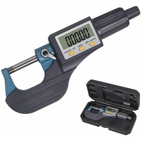 0-25mm LCD Electronic Digital Micrometer Standard Outside Palmer Digital Micrometer Metric/Inch 0.001mm Resolution 0.002mm Accuracy Auto Shutoff ABS + Stainless Steel