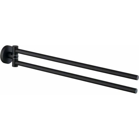 Matte Black Bathroom Towel Rack with 2 Bars 180° Swivel SUS304 Stainless Steel 41CM Wall Mounted Towel Holder Towel Rail (1/5)