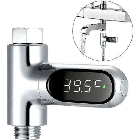 LED Display Water Meter Digital Shower Thermometer Bath Temperature Monitor Water Temperature Measuring Instrument with Range 585℃/℉ High Precision Shower Bathroom Accessory (1/5)