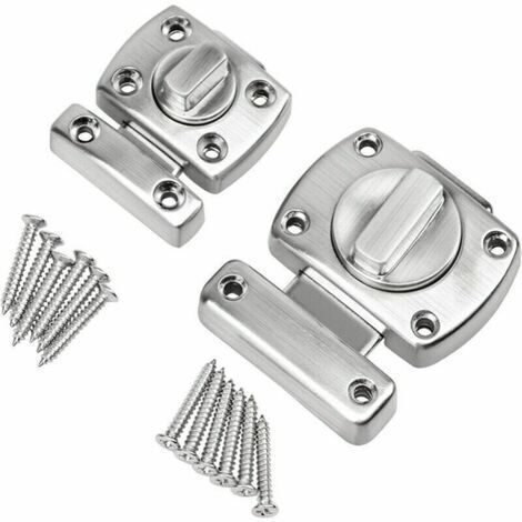 Security Door Latch, 2 Pcs Rotary Lock Door/Window Latch with 12 Screws for Home Bathroom Toilet (1/5)