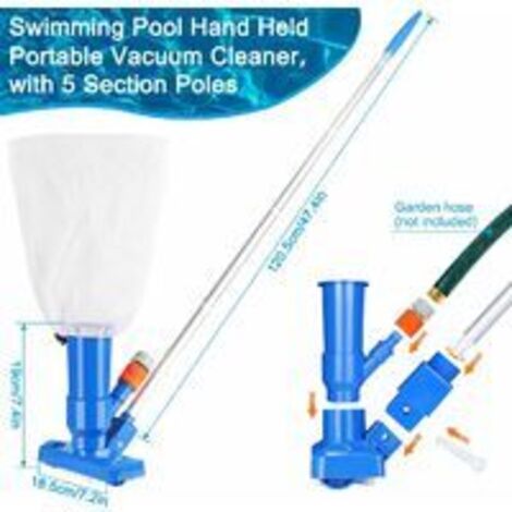 Pool Vacuum Cleaner, Swimming Pool with 5-Section Suction Head, Ideal for Above Ground and Inflatable Pools, Spas, Ponds, Fountains (1/5)