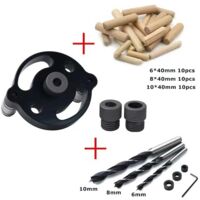41Pcs Self-Centering Dowel Jig Set, Dowel Drill Guide, 7cm Woodworking Drill Guide, Beech Vertical Hole with 6/8/10mm Drill Bushing