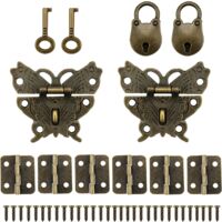 Antique Castle with Keys, Small Antique Hinges, Mini Padlock with Closures for Jewelry Box and Journal, Gift Decoration