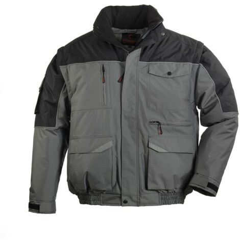 Blouson de travail 2en1 manches amovibles Coverguard Ripstop multipoches Gris / Noir S