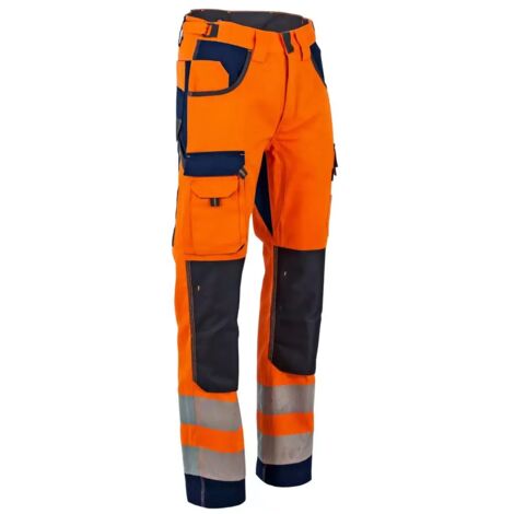 Pantalon HV avec poches genouillères en Oxford LMA POLARISATION Orange Fluo 36.