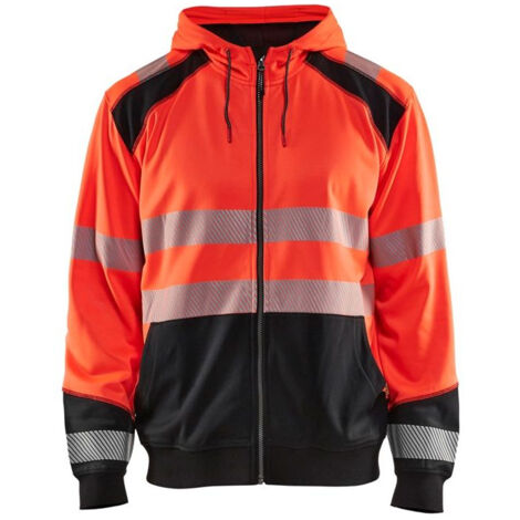 Sweat shirt à capuche haute visibilité Blaklader zippé classe 2 Rouge / Noir XS. (1/2)