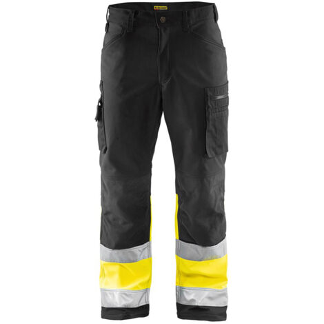 Pantalon de travail haute visibilité softshell Blaklader Stretch classe 1 Noir / Jaune 46. (1/5)
