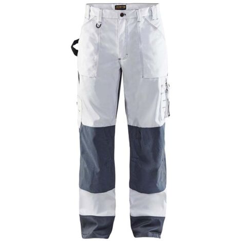 Pantalon de travail multipoches bicolore Blaklader artisan Blanc / Gris 38