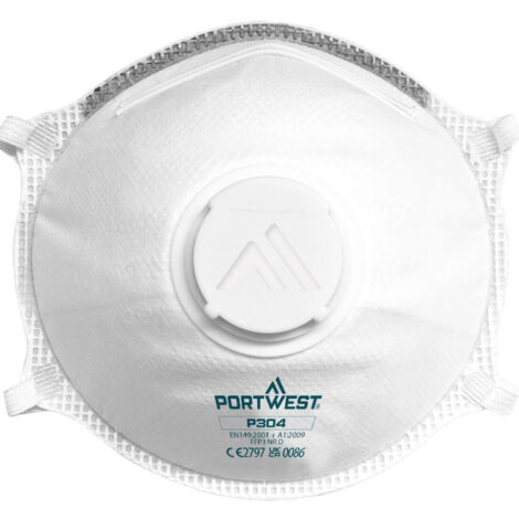 Portwest – Lot de 10 masques jetables FFP3 – Valve coque de respiration – Norme EN149 – Protection contre particules solides et liquides