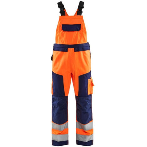 Cotte à bretelles haute visibilité Blaklader taille ajustable Orange / Marine 44. (1/4)
