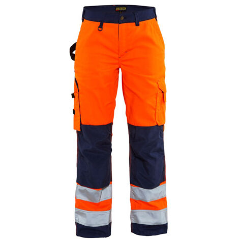 Pantalon de travail haute visibilité femme Blaklader renfort Cordura Orange / Marine 48. (1/5)