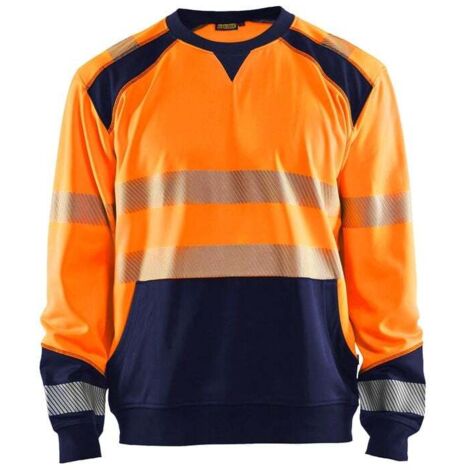 Sweat haute visibilité Blaklader poche kangourou Orange / Marine S. (1/5)