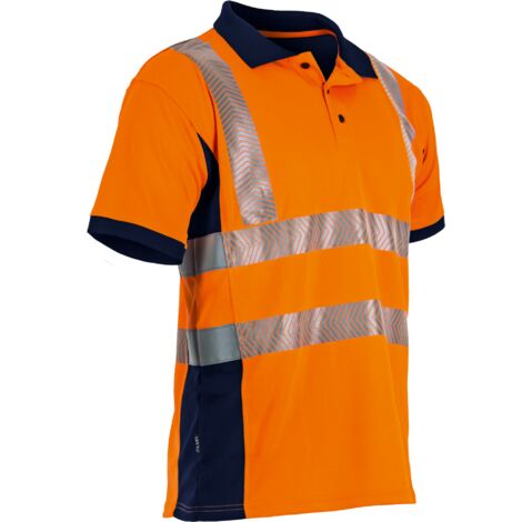Polo haute visibilité bicolore manches courtes anti-UV LMA PREVOYANCE Orange / Marine XXL.