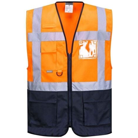 Gilet fluo secouriste Haute Visibilité Portwest Executive Warsaw Orange / Marine S