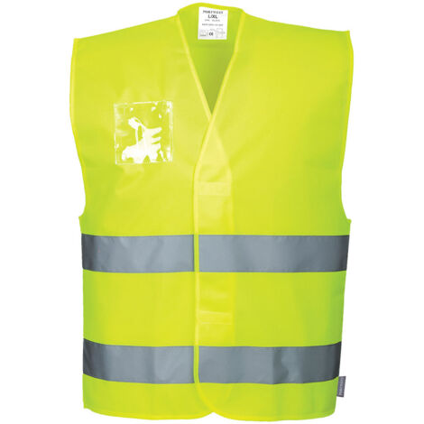 Gilet haute visibilité avec porte-badge double entrée Portwest Vest-Port Jaune S - M. (1/2)