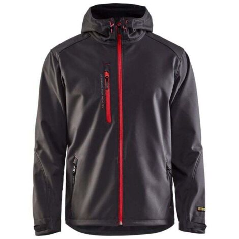 Veste softshell à capuche Blaklader Gris Foncé / Rouge M