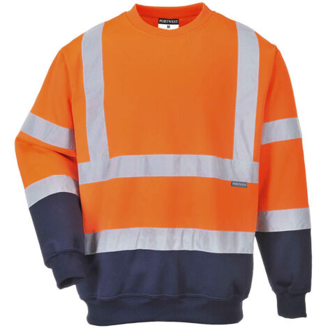 Sweat shirt Haute Visibilité Portwest Bicolore HiVis Orange / Marine XL. (1/2)