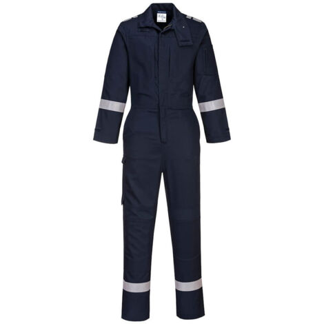 Combinaison de travail résistante à la flamme multipoche sans métal Portwest Bizflame Plus Bleu Marine L (1/2)