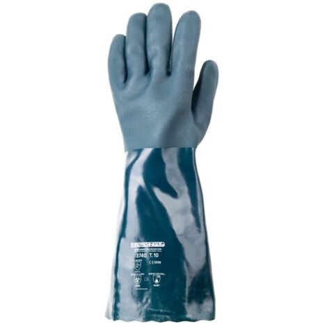 Gants de travail protection chimique 40cm Coverguard EUROCHEM (lot de 10 paires) Bleu 10