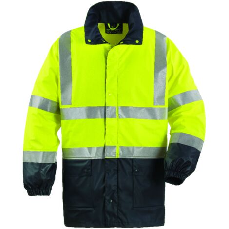 Veste de pluie haute visibilité Coverguard Harbor Jaune / Bleu Marine L. (1/2)