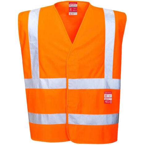 Gilet haute visibilité résistant à la flamme Portwest Bizflame 100% polyester Orange L - XL. (1/2)