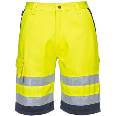 Bermuda haute visibilité HiVis Poly-coton Portwest Jaune / Marine L