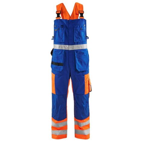 Cotte à bretelles Blaklader haute visibilité polycoton Orange / Bleu 58. (1/4)