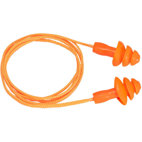 Bouchon anti-bruit Portwest TPE Réutilisable avec cordelette (50 paires) Orange Unique