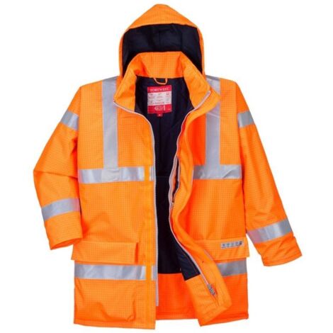 Parka ignifugé haute visibilité antistatique Portwest Bizflame Rain Orange XS. (1/2)