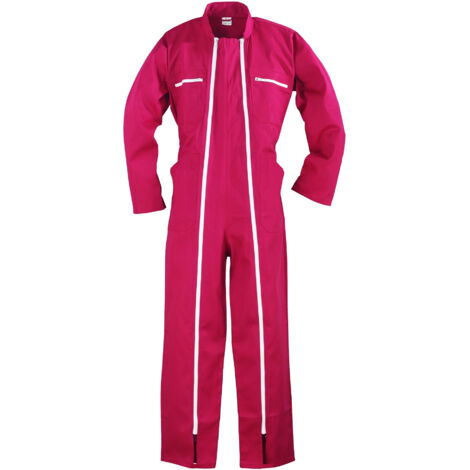Coverguard – Combinaison de travail haute visibilité rouge S (40-42) – 2 zips latéraux – Poches sécurisées – Confort optimal au quotidien