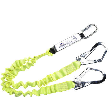Portwest – Longe élastique double 180 cm – Amortisseur et crochets en acier – Pour travaux en hauteur – Certifiée CE EN 354/355/362