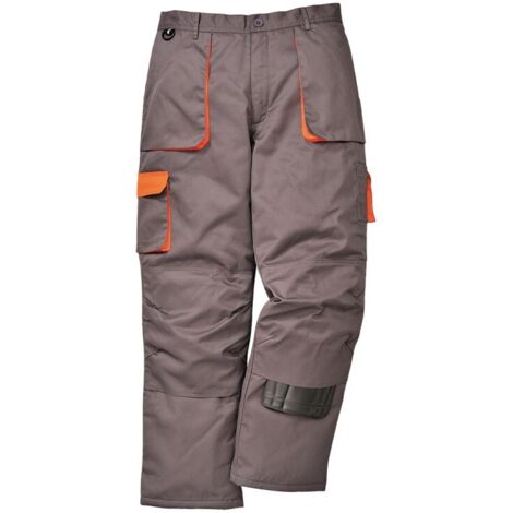 Pantalon de travail Multipoches Matelassé Portwest TEXO CONTRAST Gris Poches Oranges M. (1/2)