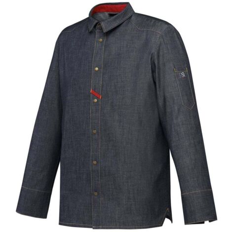 Veste de cuisine homme manches longues Robur Vinho 100% coton Bleu Jean 3XL