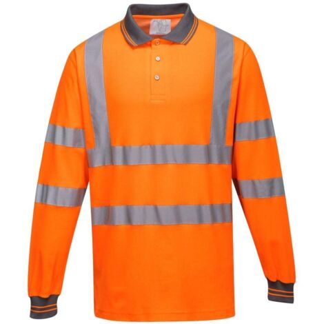 Polo manches longues haute visibilité Portwest coton majoritaire Orange XXL. (1/2)