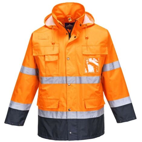 Parka haute visibilité imperméable Portwest 3 en 1 bicolore Orange / Marine XL (1/4)