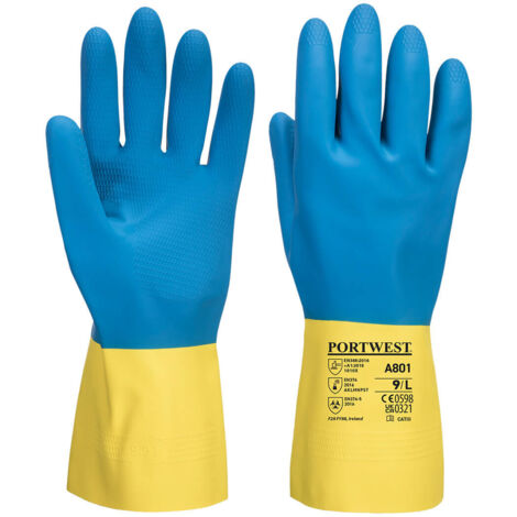 Gant Latex Double enduction Portwest Bleu / Jaune 10