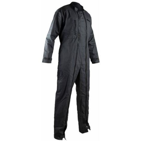 LMA – Combinaison de travail double zip unie – Col officier – 2 poches poitrine zippées – Bas de manches et jambes resserrables – Taille élastiquée (1/3)