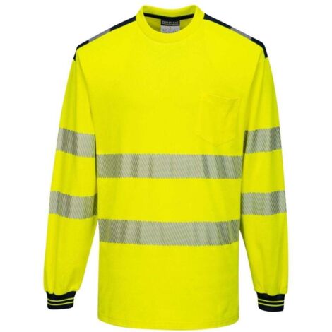 T-Shirt de travail manches longues haute visibilité bicolore Portwest PW3 Jaune / Noir S.