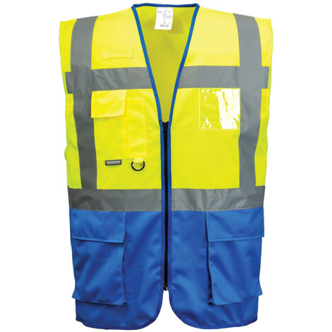Gilet fluo secouriste Haute Visibilité Portwest Executive Warsaw Jaune / Royal XL.
