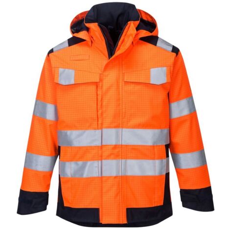 Veste de pluie doublée PORTWEST modaflame arc électrique Orange / Marine 3XL. (1/2)