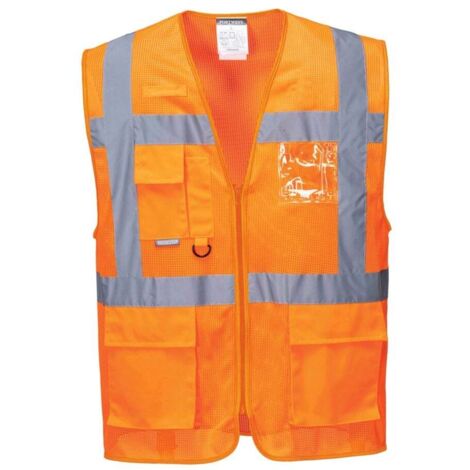 Gilet haute visibilité zippé respirant Portwest Meshair Athène Orange 3XL. (1/2)