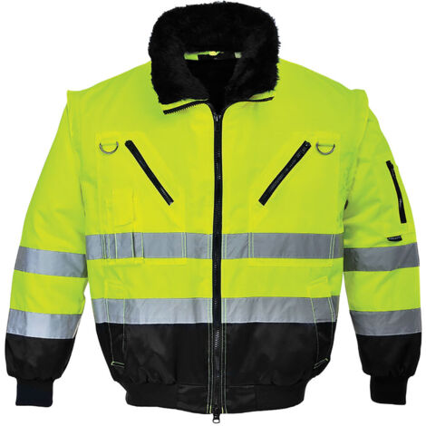 Blouson pilote Portwest 3 en 1 haute visibilité Jaune / Noir XXL